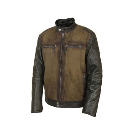 Denim Style  Men Leather Jacket