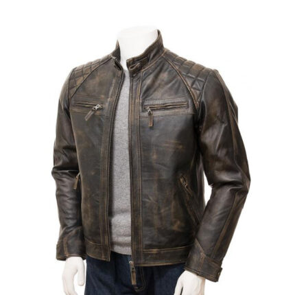 Copper Waxed Lambskin Leather Jacket